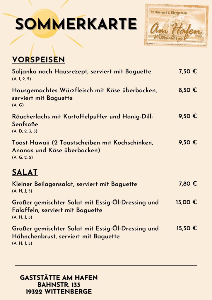 Vorspeisen - Speisekarte